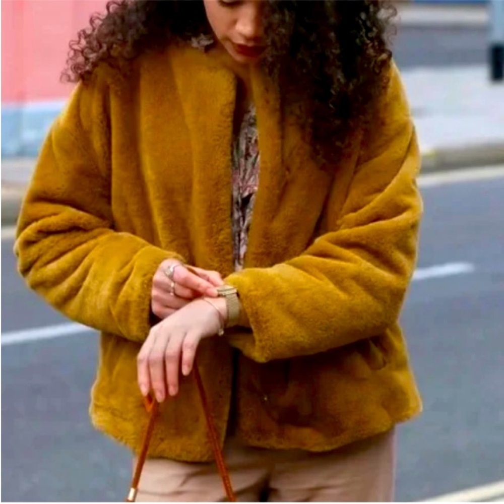 Zara Collarless Faux Fur Jkt TRF